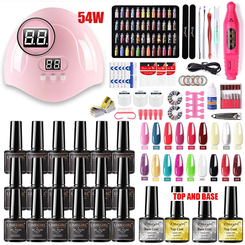 Limegirl Nail Glitter Set Including Crystal Extension Gel Nail Polish and Nail Art Tools