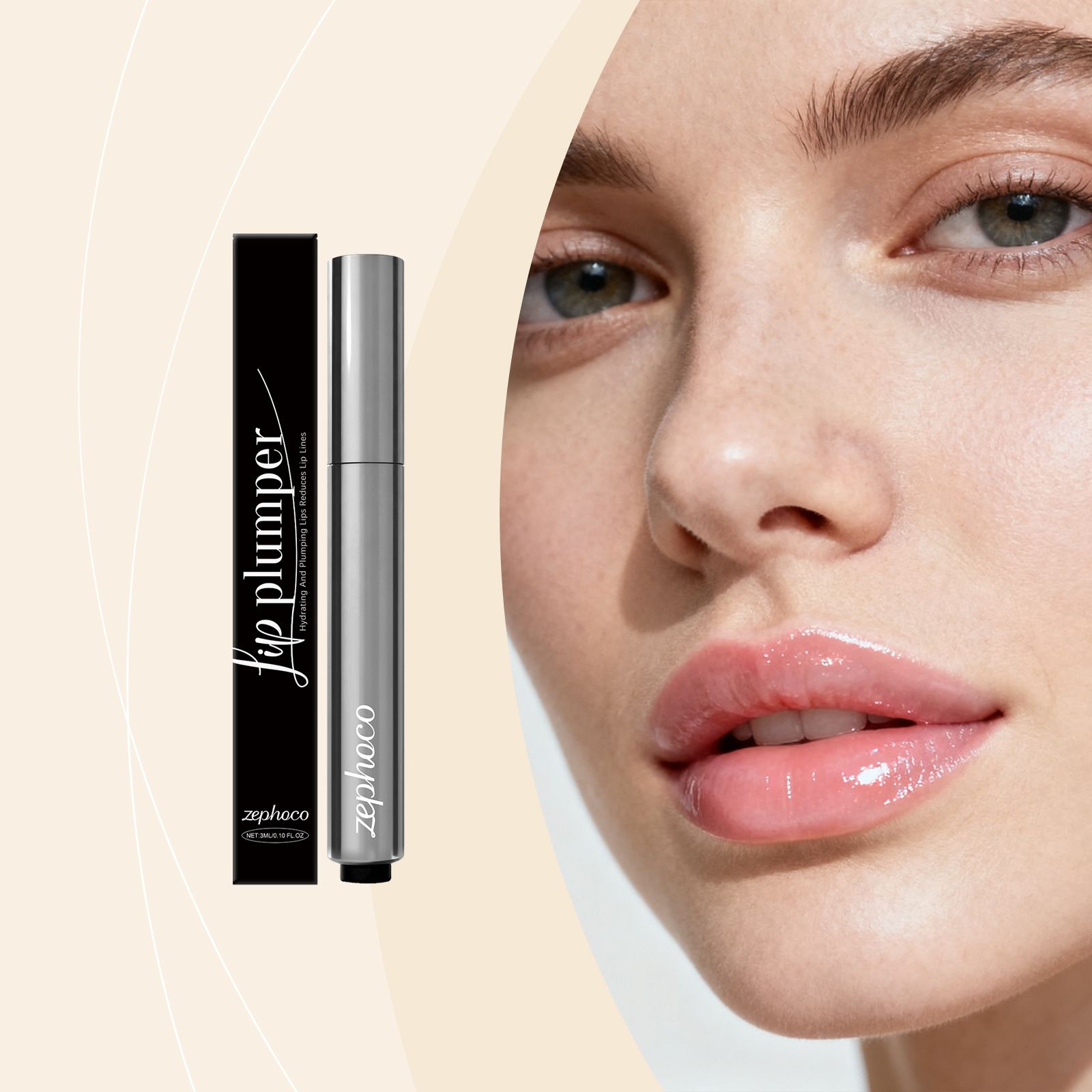 zephoco Moisturizing and Plumping Lip Oil, gently nourishes the skin of the lips, daily moisturizing, delicate application for lip care
