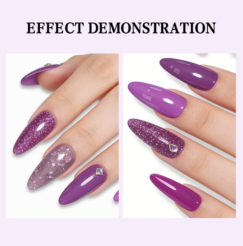 Nail Art 6-Color Gel Set High-Saturation Jam Purple Dark Night Purple Crystal Glitter Nail Gel Retro Sparkling Glitter