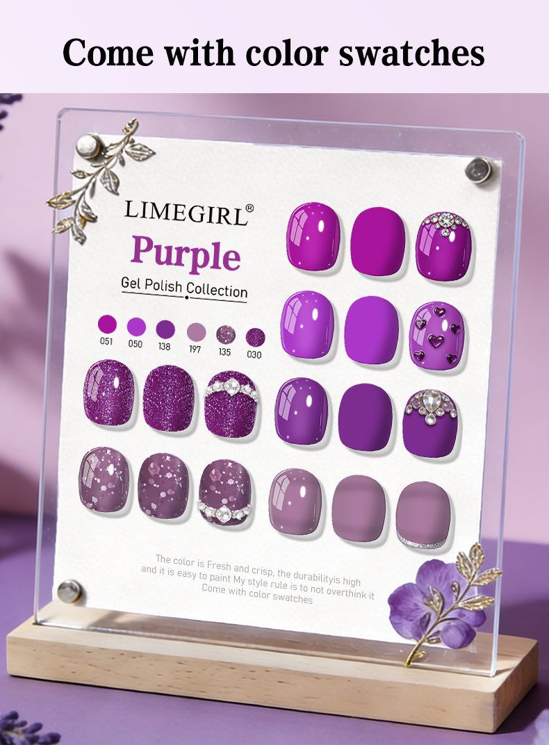 Nail Art 6-Color Gel Set High-Saturation Jam Purple Dark Night Purple Crystal Glitter Nail Gel Retro Sparkling Glitter