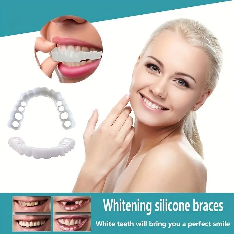 2Pcs/Set Silicone Whitening Teeth Braces, Upper Lower Teeth Cover, Simulation Denture B2-873