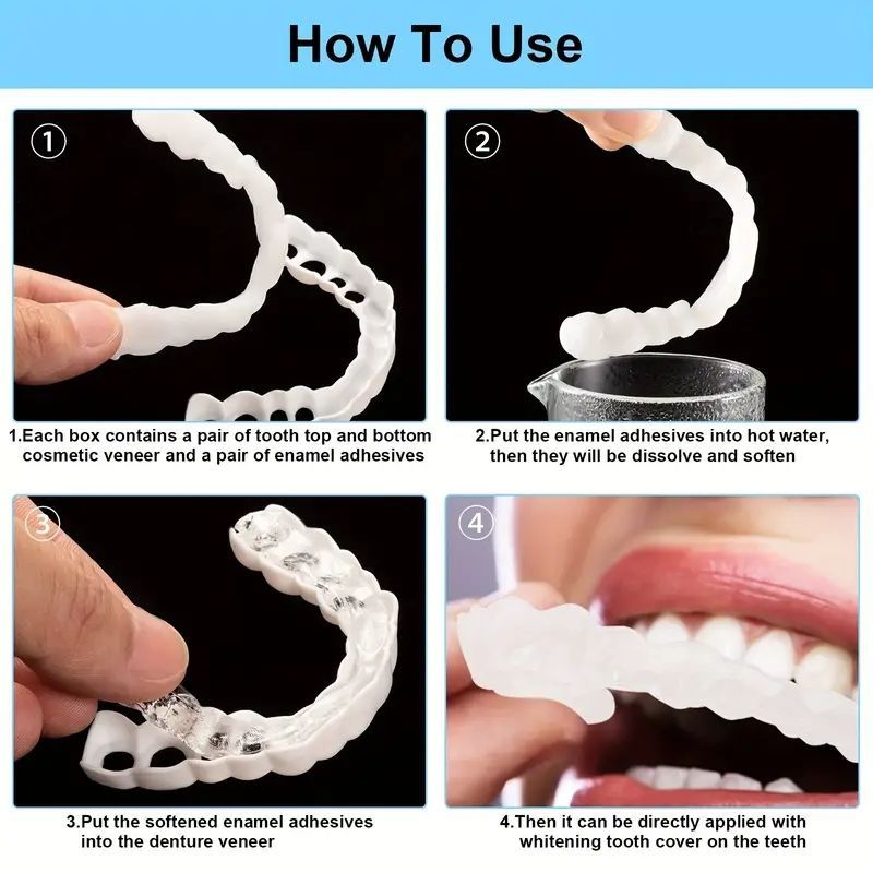 2Pcs/Set Silicone Whitening Teeth Braces, Upper Lower Teeth Cover, Simulation Denture B2-873