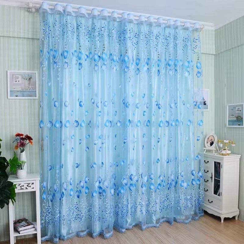1pc 100*200 Modern Tulip Window Screen Living Room Bedroom Door Kitchen Drape Curtain Home Decoration Supplies (Note: This is a single item for sale, the image shows the effect of two items) J-108