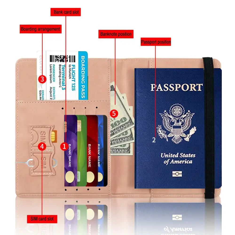 Portable Ultra-thin Multi-function Document Package Passport Covers RFID Leather Passport Bag Passport Holder C-656