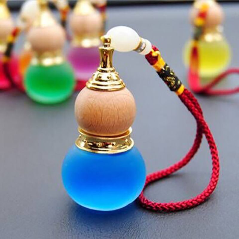 1pc Hanging Car Air Freshener Diffuser Aromatherapy Fragrance Calabash Perfume Bottle Empty Clear Glass Pendant Vials 10ml C-672