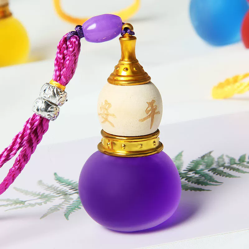 1pc Hanging Car Air Freshener Diffuser Aromatherapy Fragrance Calabash Perfume Bottle Empty Clear Glass Pendant Vials 10ml C-672