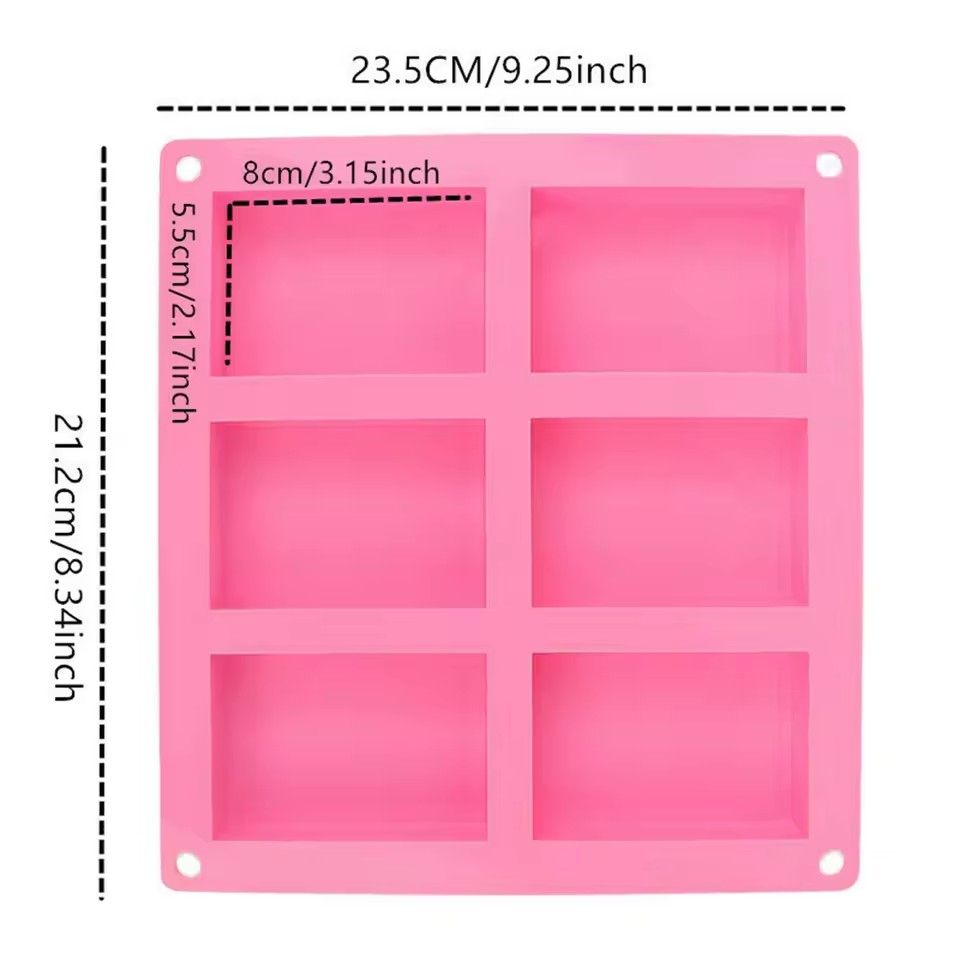 6 cells Silicone Soap Molds Rectangle DIY Handmade Soap Making Tools Reusable Non Stick Baking Molds For Home Kitchen C-90-7