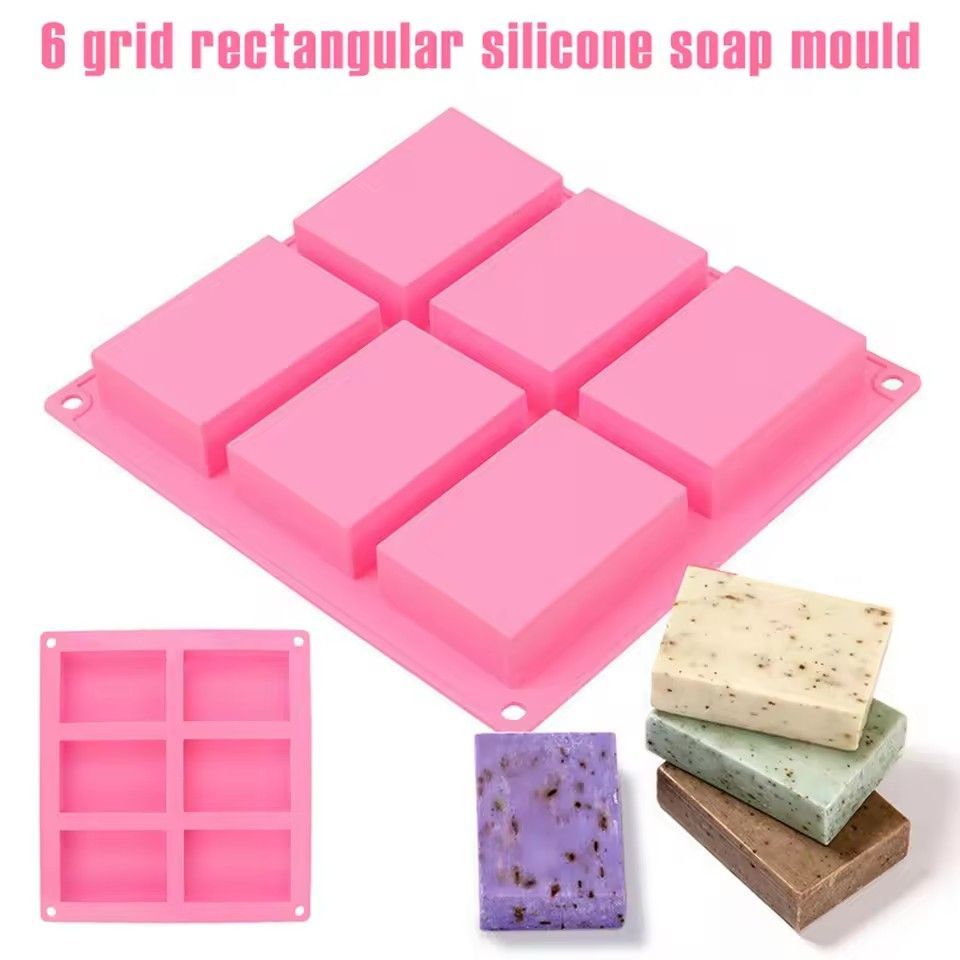 6 cells Silicone Soap Molds Rectangle DIY Handmade Soap Making Tools Reusable Non Stick Baking Molds For Home Kitchen C-90-7