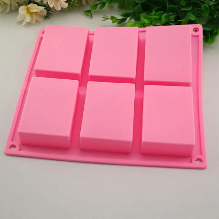 6 cells Silicone Soap Molds Rectangle DIY Handmade Soap Making Tools Reusable Non Stick Baking Molds For Home Kitchen C-90-7