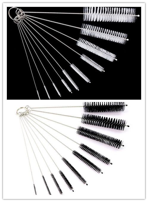 10Pcs Set Stainless Soft Hair Suction Glass Tube Cleaner Brushes Nylon Bottle Fish Tank Pipe Brush Household  cleaning tools E-1298