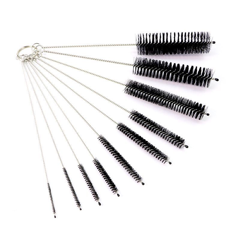 10Pcs Set Stainless Soft Hair Suction Glass Tube Cleaner Brushes Nylon Bottle Fish Tank Pipe Brush Household  cleaning tools E-1298