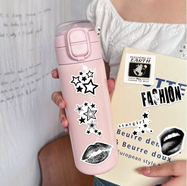 50Pcs Retro Black and White Y2K Girl Stickers DIY Luggage Guitar Water Bottle Computer Phone Case Laptop Sticker Decal H-36-H-68