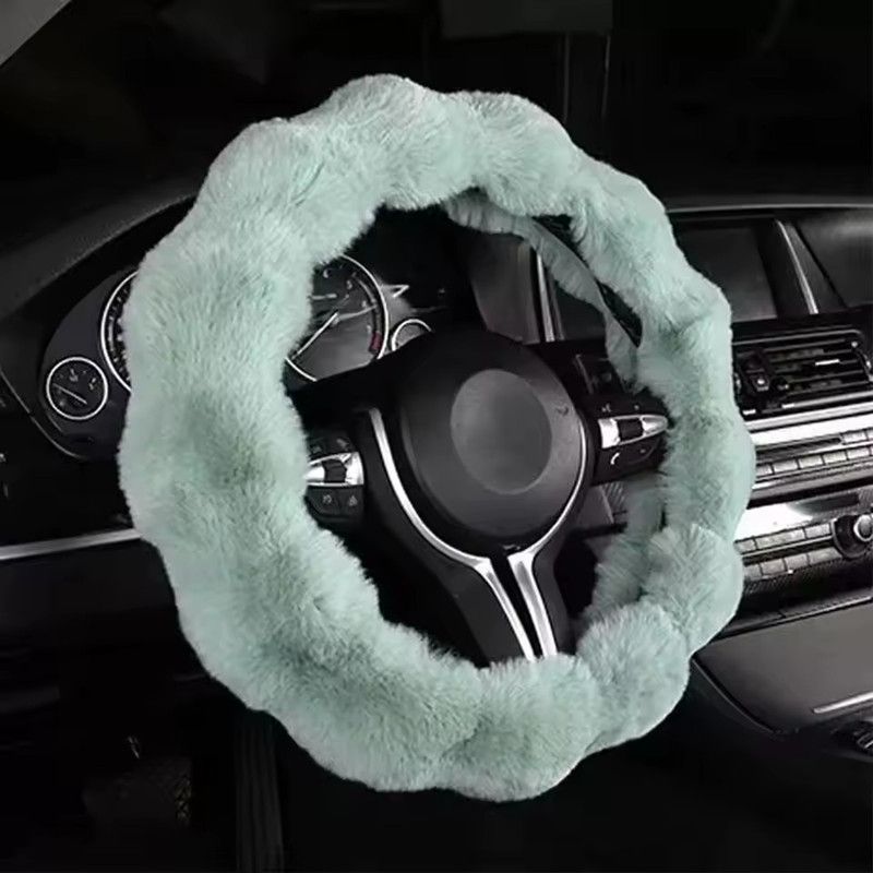 Winter Warm Soft Fluffy Plush Car Steering Wheel Cover Cute Non-Slip Elastic Protector Grip for Comfortable Driving Experience
