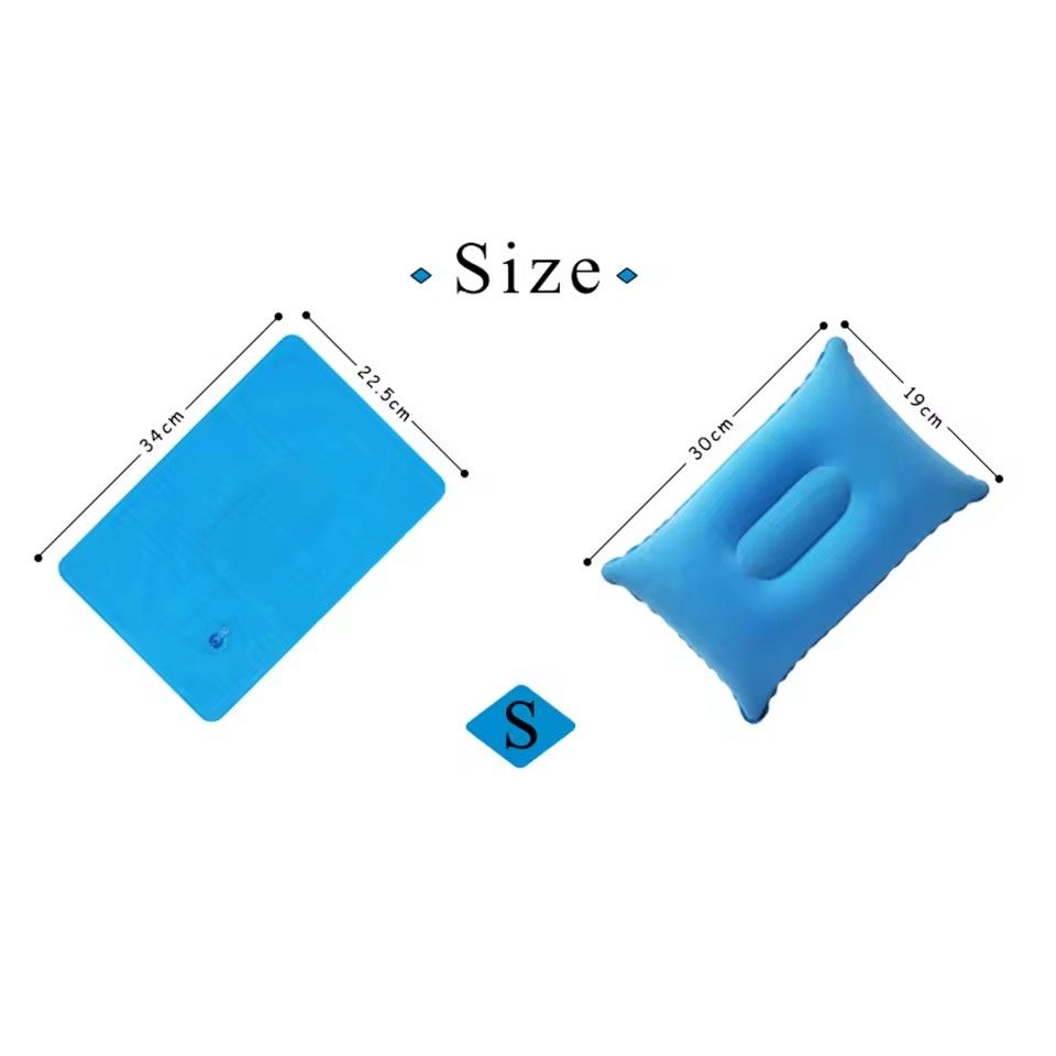 1pcs 34x22cm Portable Pillow Travel Air Cushion Inflatable Double Sided Flocking Cushion Camp Beach Car Plane Hotel Head Rest Bed Sleep E-172