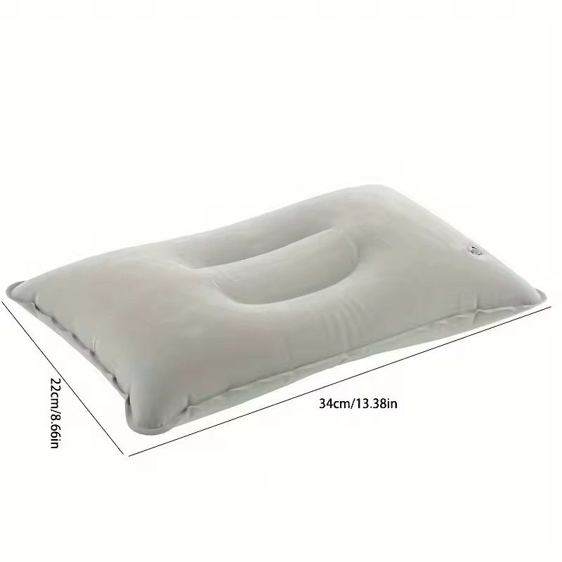 1pcs 34x22cm Portable Pillow Travel Air Cushion Inflatable Double Sided Flocking Cushion Camp Beach Car Plane Hotel Head Rest Bed Sleep E-172