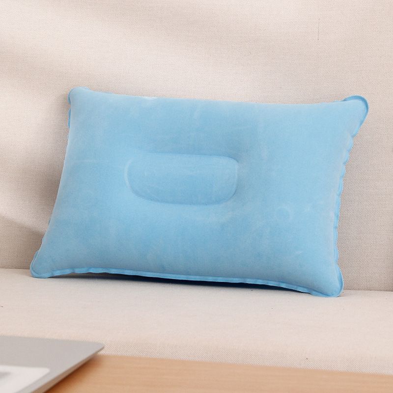1pcs 34x22cm Portable Pillow Travel Air Cushion Inflatable Double Sided Flocking Cushion Camp Beach Car Plane Hotel Head Rest Bed Sleep E-172