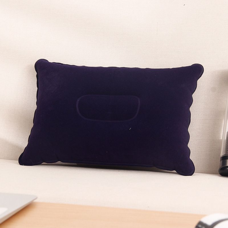 1pcs 34x22cm Portable Pillow Travel Air Cushion Inflatable Double Sided Flocking Cushion Camp Beach Car Plane Hotel Head Rest Bed Sleep E-172