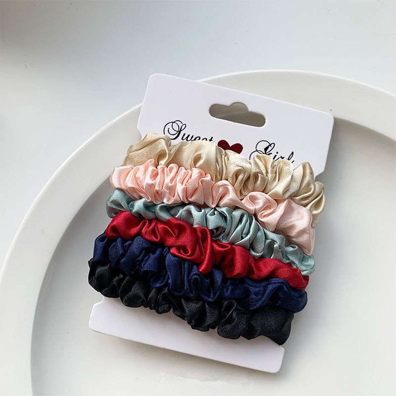 6Pcs/Set Woman Fashion Simple Scrunchies Satin Hair Ties Girls Ponytail Holders Rubber Band Elastic Hairband Hair Accessories & A-1241
