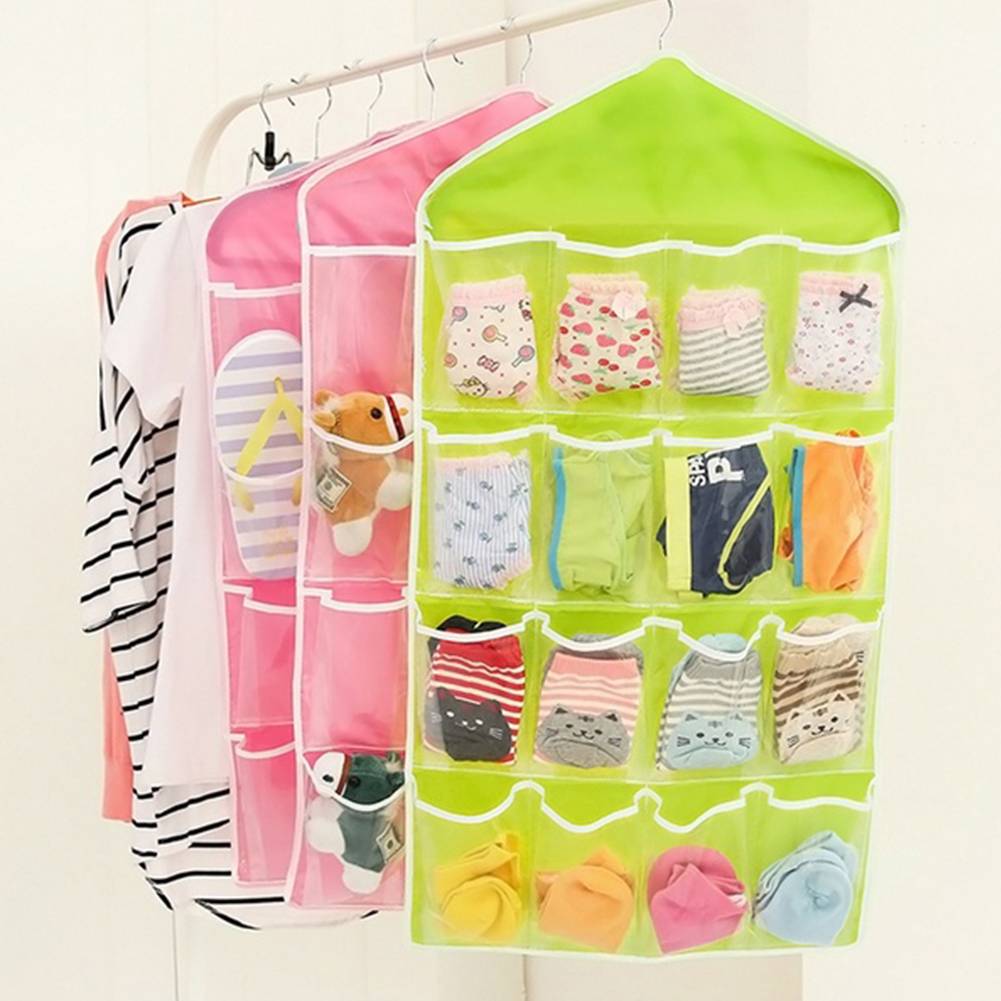 Multifunction 16 Pockets Socks Shoe Toy Underwear Sorting Storage Bag Door Wall Hanging Closet Organizer J--85