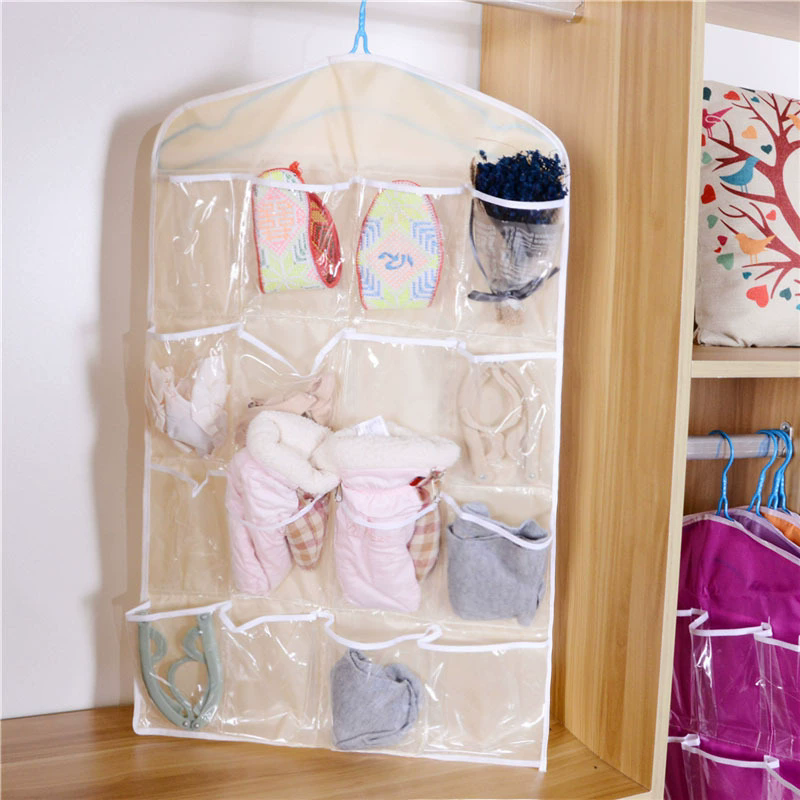 Multifunction 16 Pockets Socks Shoe Toy Underwear Sorting Storage Bag Door Wall Hanging Closet Organizer J--85