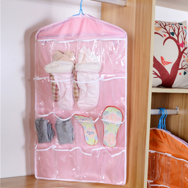Multifunction 16 Pockets Socks Shoe Toy Underwear Sorting Storage Bag Door Wall Hanging Closet Organizer J--85