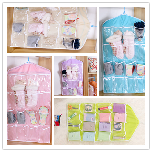 Multifunction 16 Pockets Socks Shoe Toy Underwear Sorting Storage Bag Door Wall Hanging Closet Organizer J--85