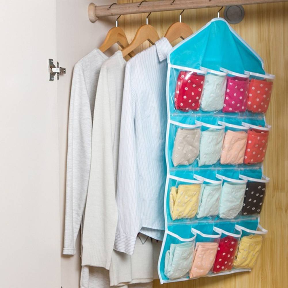 Multifunction 16 Pockets Socks Shoe Toy Underwear Sorting Storage Bag Door Wall Hanging Closet Organizer J--85