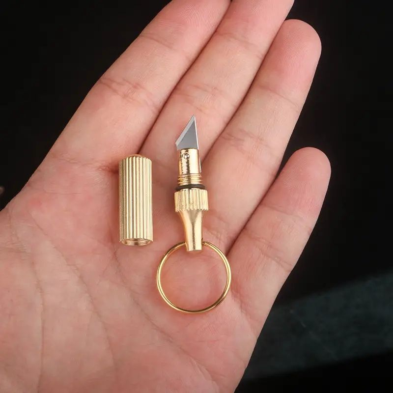 Mini Brass Capsule Pocket Knife, Multifunctional Portable Keychain Knife Multifunctional Tool Key Chain For Outdoor Survival Eme C-282