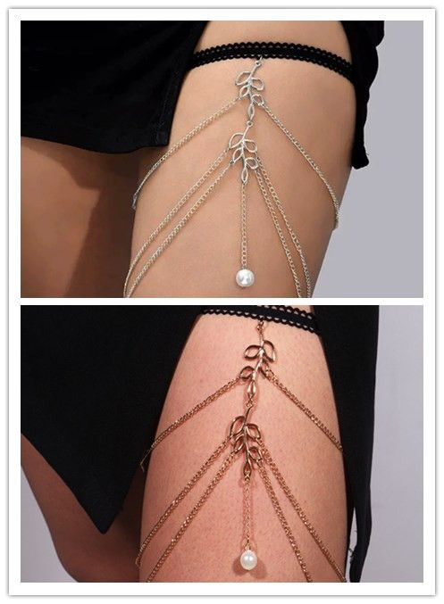 Leg Chain Multi-layer Chain Body Chain Jewelry Thigh Chain Elastic Multi-layer Leaf Leg Chain Female A-1531
