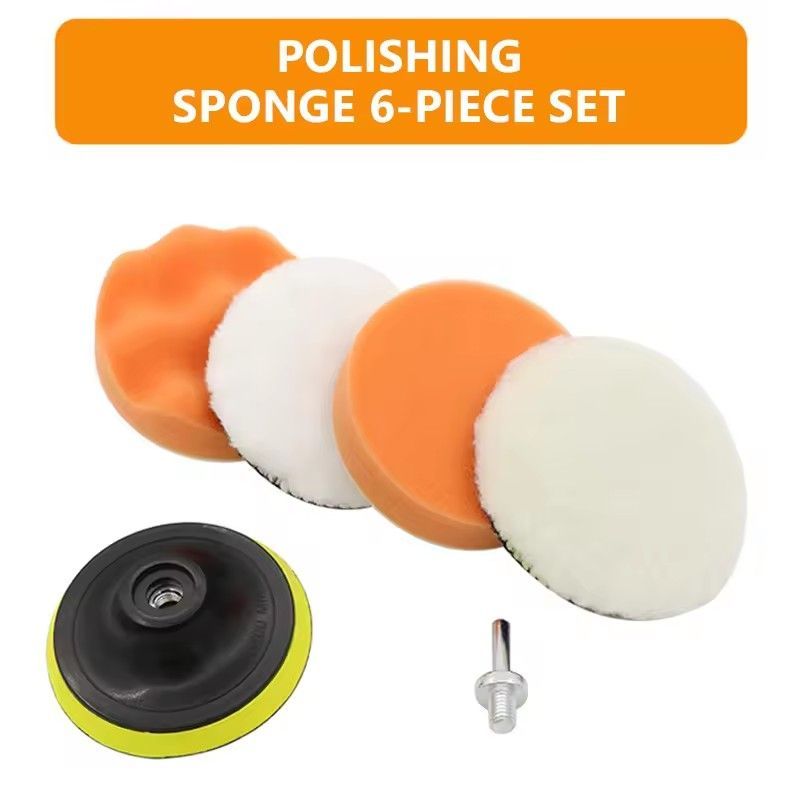 6PCS /set Car Polishing Sponge Pads Kit Foam Pad Buffer Kit Polishing Machine Wax Pads 6 Inch for Removing Scratches
