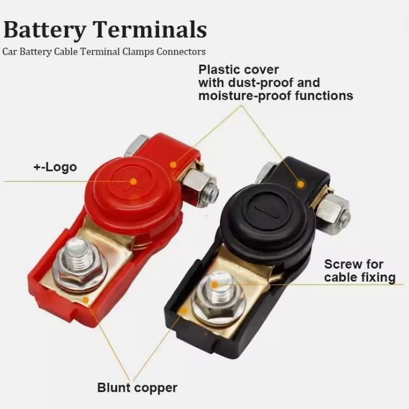 2Pcs Car Battery Terminal Wire Cable Clamp Top Quick Post Terminal Positive & Negative Electric Connector Clamps Auto Accessorie C-678