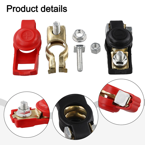 2Pcs Car Battery Terminal Wire Cable Clamp Top Quick Post Terminal Positive & Negative Electric Connector Clamps Auto Accessorie C-678