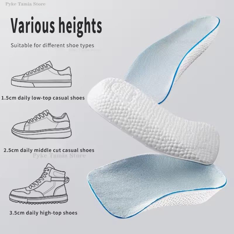 Height Increase Insoles Men Women Shoes Flat Feet Arch Support Orthopedic Insoles Sneakers Heel Lift Memory Foam Soft Shoe Pads C-204