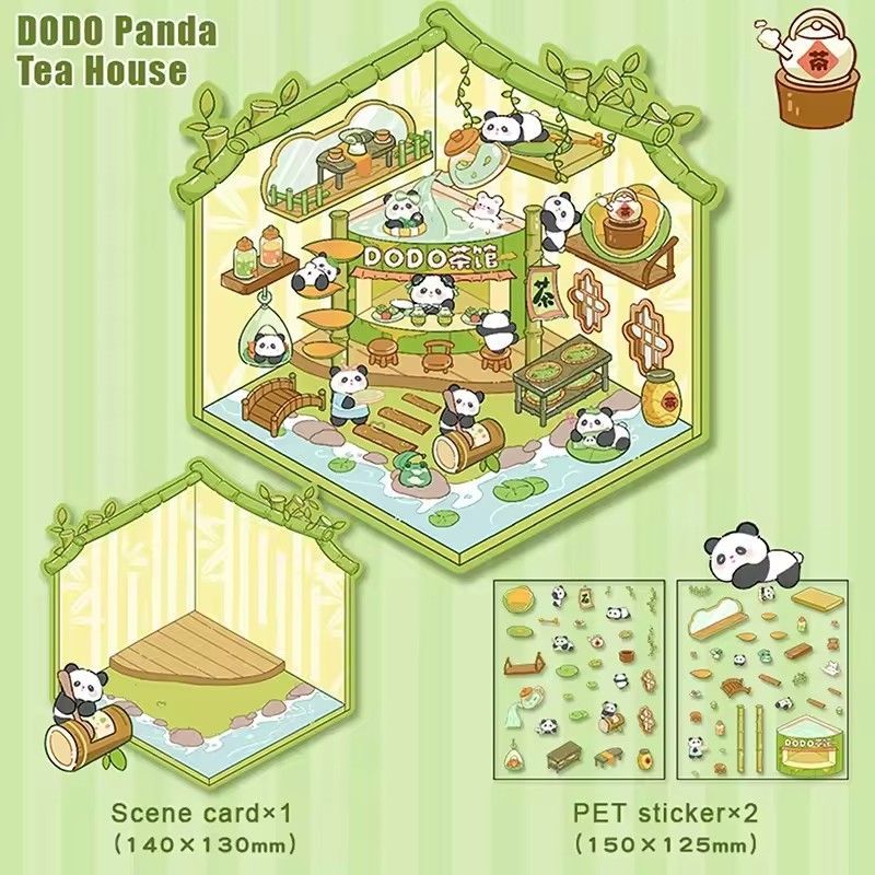 1Pcs  Creative 3D Simulation Cabin Stickers Cute Cartoon Handmade DIY Landscaping Stickers Scene Stacking Pasting Stickers