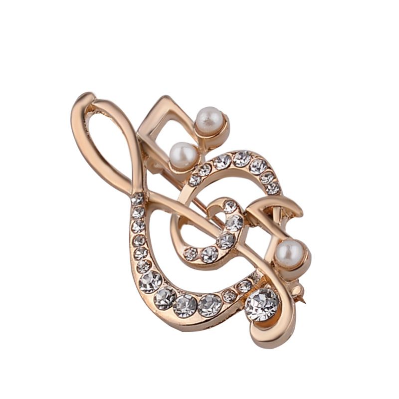New Fashion All-match Women's Brooch Simple Small Fresh Note Diamond Brooch Beating Note Pins Coat Accessories  XZ--26