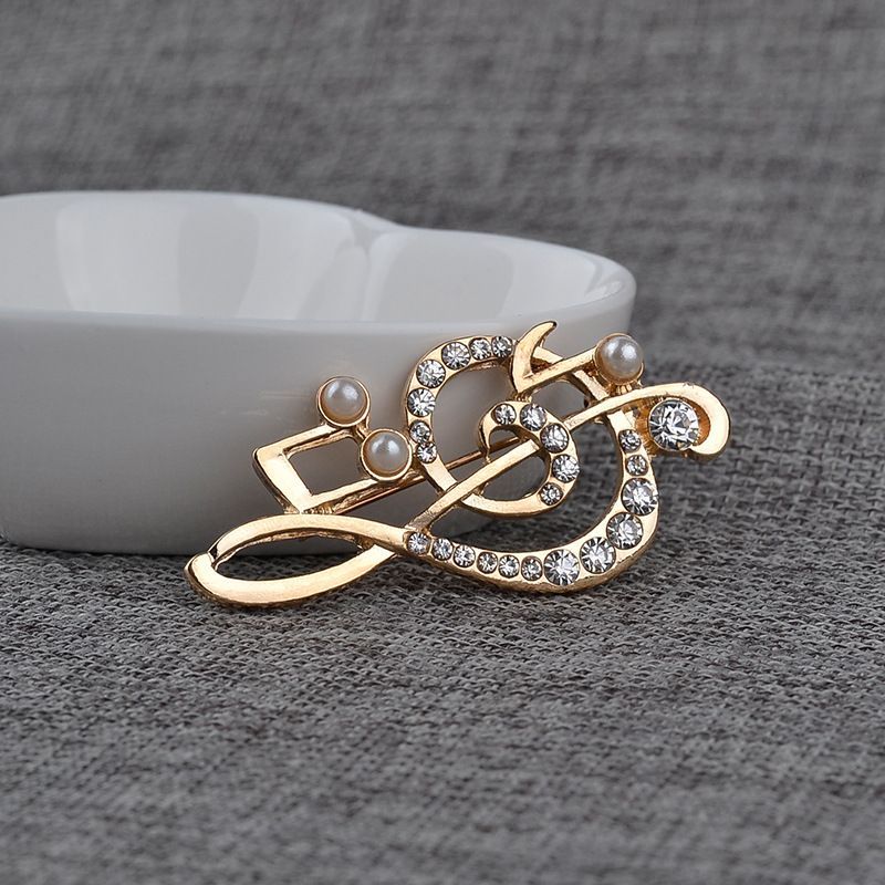 New Fashion All-match Women's Brooch Simple Small Fresh Note Diamond Brooch Beating Note Pins Coat Accessories  XZ--26