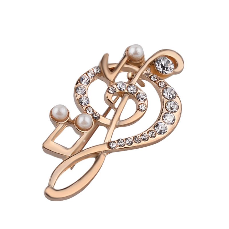 New Fashion All-match Women's Brooch Simple Small Fresh Note Diamond Brooch Beating Note Pins Coat Accessories  XZ--26