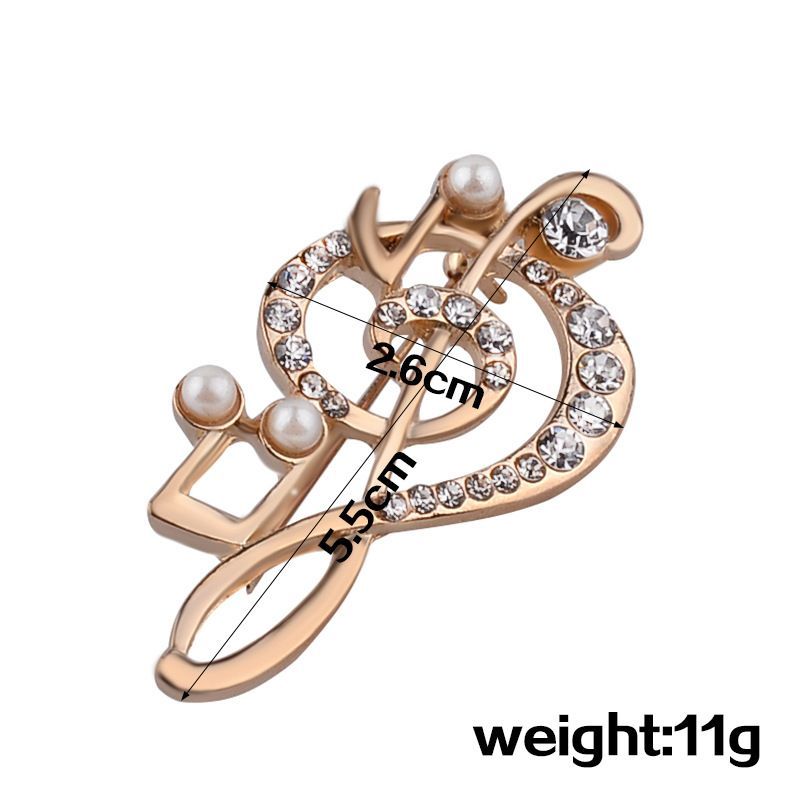New Fashion All-match Women's Brooch Simple Small Fresh Note Diamond Brooch Beating Note Pins Coat Accessories  XZ--26