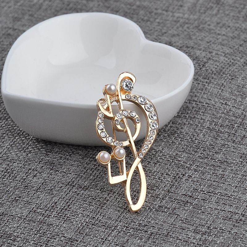 New Fashion All-match Women's Brooch Simple Small Fresh Note Diamond Brooch Beating Note Pins Coat Accessories  XZ--26