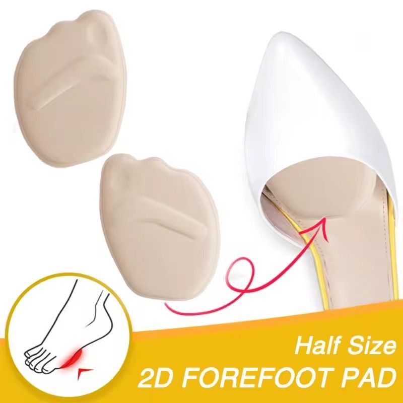 2 pairs Women High Heel Forefoot Pad for Massaging Toe Pad Shoes Insert Half Insoles Plantar Fasciitis Pain Relief Comfortable Foot Care B2-75-2