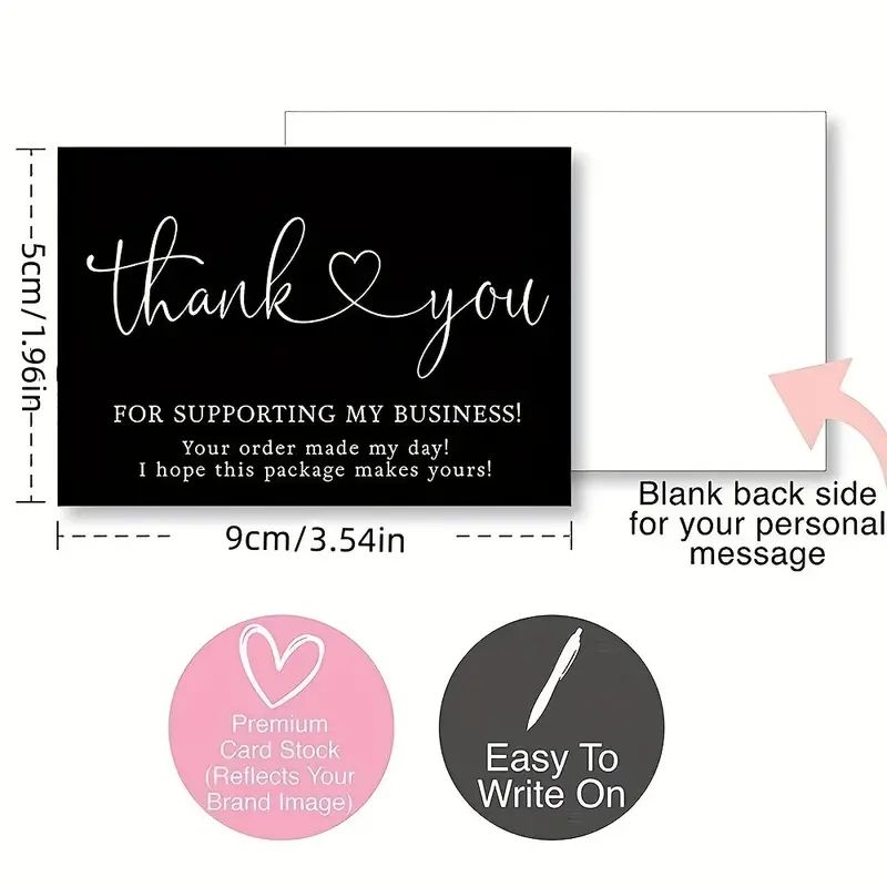 50pcs/bag Thank You Cards For Purchasing Commercial Decoration Sticker Gift Package Sticker Label Card T-101