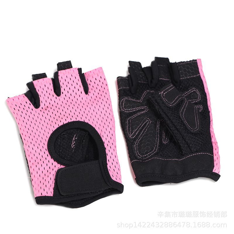 Fitness sports half finger gloves gym super breathable elastic polyester gloves men and women models shockproof riding gloves O-4--1