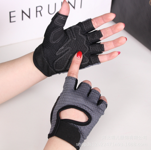 Fitness sports half finger gloves gym super breathable elastic polyester gloves men and women models shockproof riding gloves O-4--1