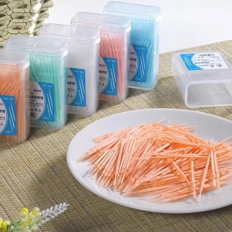 200pcs Plastic Interdental Brush Double Head Thread Dental Toothbrush Stick Toothcare Toothbrush Cleaning Tool C-725