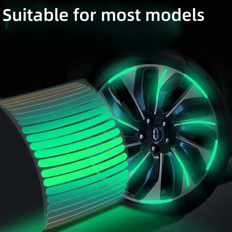 20PCS Car Wheel Hub Reflective Stripes Rear Reflective Warning Sticker Tape Auto Rear Warning Reflective Tape Car Accessories