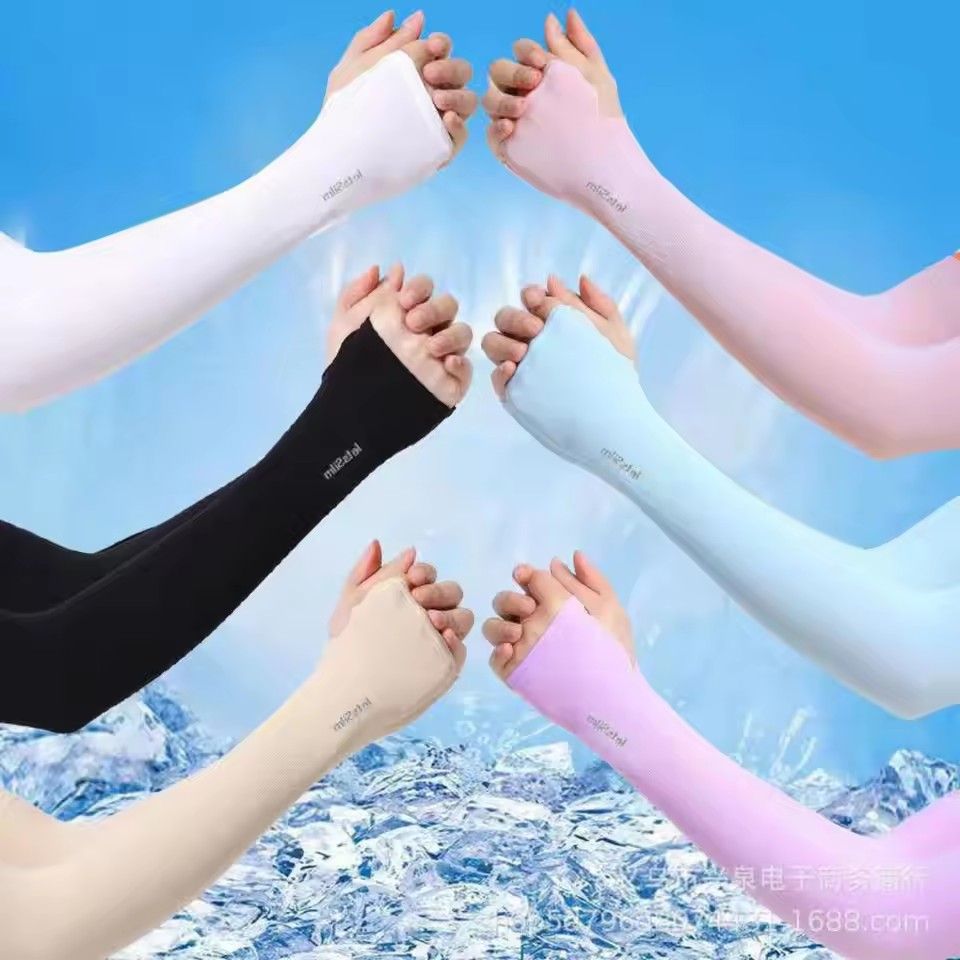 UV Protection Arm Sleeves for Men and Women, Driving Sunscreen, Ice Silk Cover, Hand Protector, Long Half Finger Gloves, Summer C-301