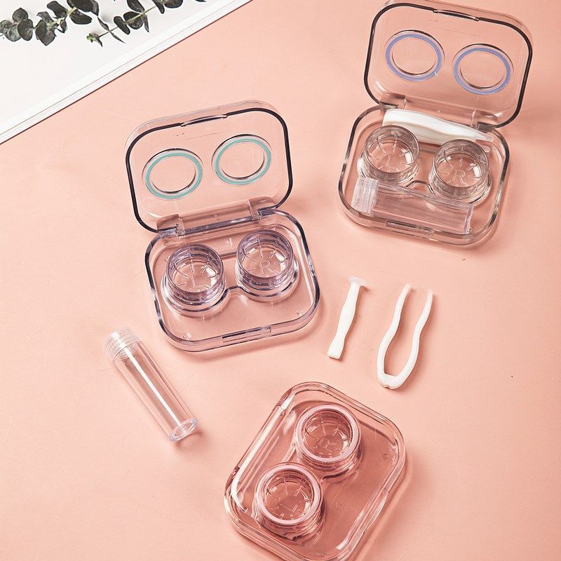 1pc Contact Lens Case, Minimalistic Pure Colour Eye Lenses Container,  Contact Lens Container Soak Storage Kit For Travel & Home C-306