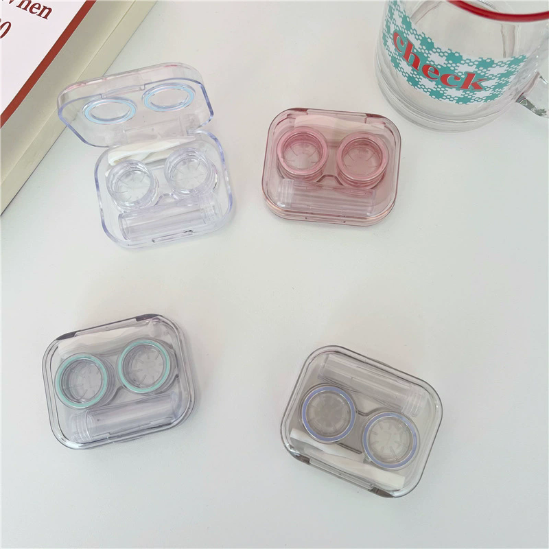 1pc Contact Lens Case, Minimalistic Pure Colour Eye Lenses Container,  Contact Lens Container Soak Storage Kit For Travel & Home C-306