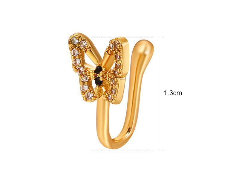 1 Piece Crystal Butterfly Fake Nose Ring Non Pierced Nose Clip Ring Indian Style Nose Cover False Septal Piercing Nose Jewelry A-1813