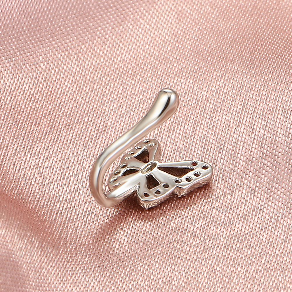 1 Piece Crystal Butterfly Fake Nose Ring Non Pierced Nose Clip Ring Indian Style Nose Cover False Septal Piercing Nose Jewelry A-1813